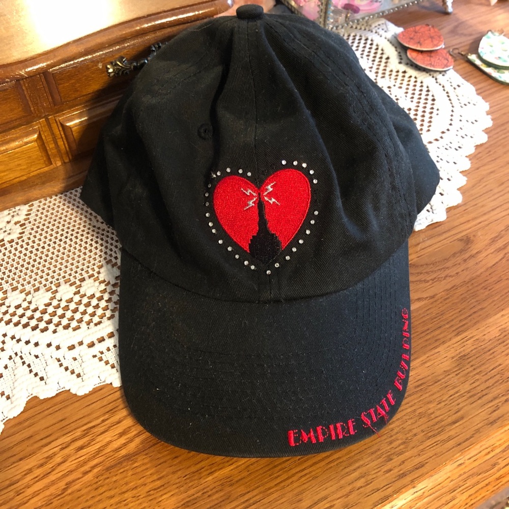 Empire State Building New York City Bedazzled Black Baseball Cap